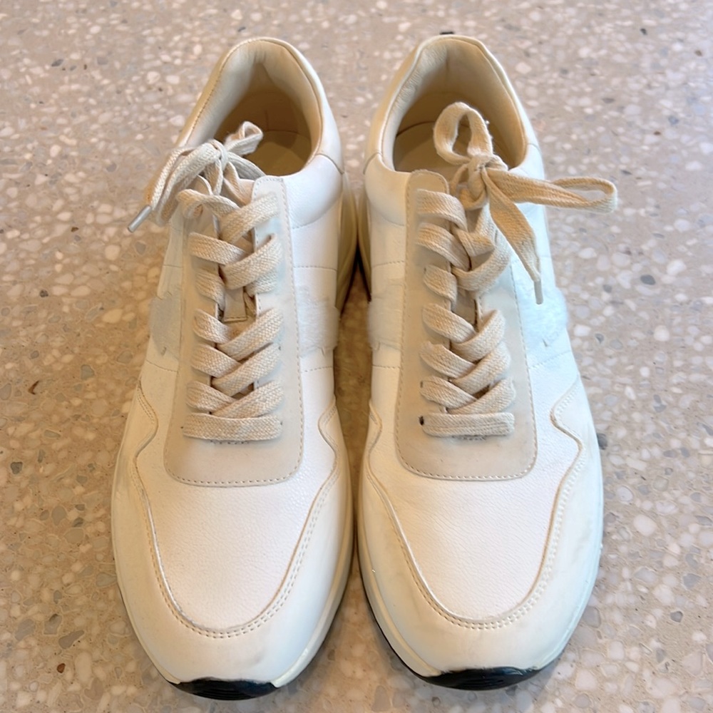 Cream Sneakers w Fur Detail Sz 10
